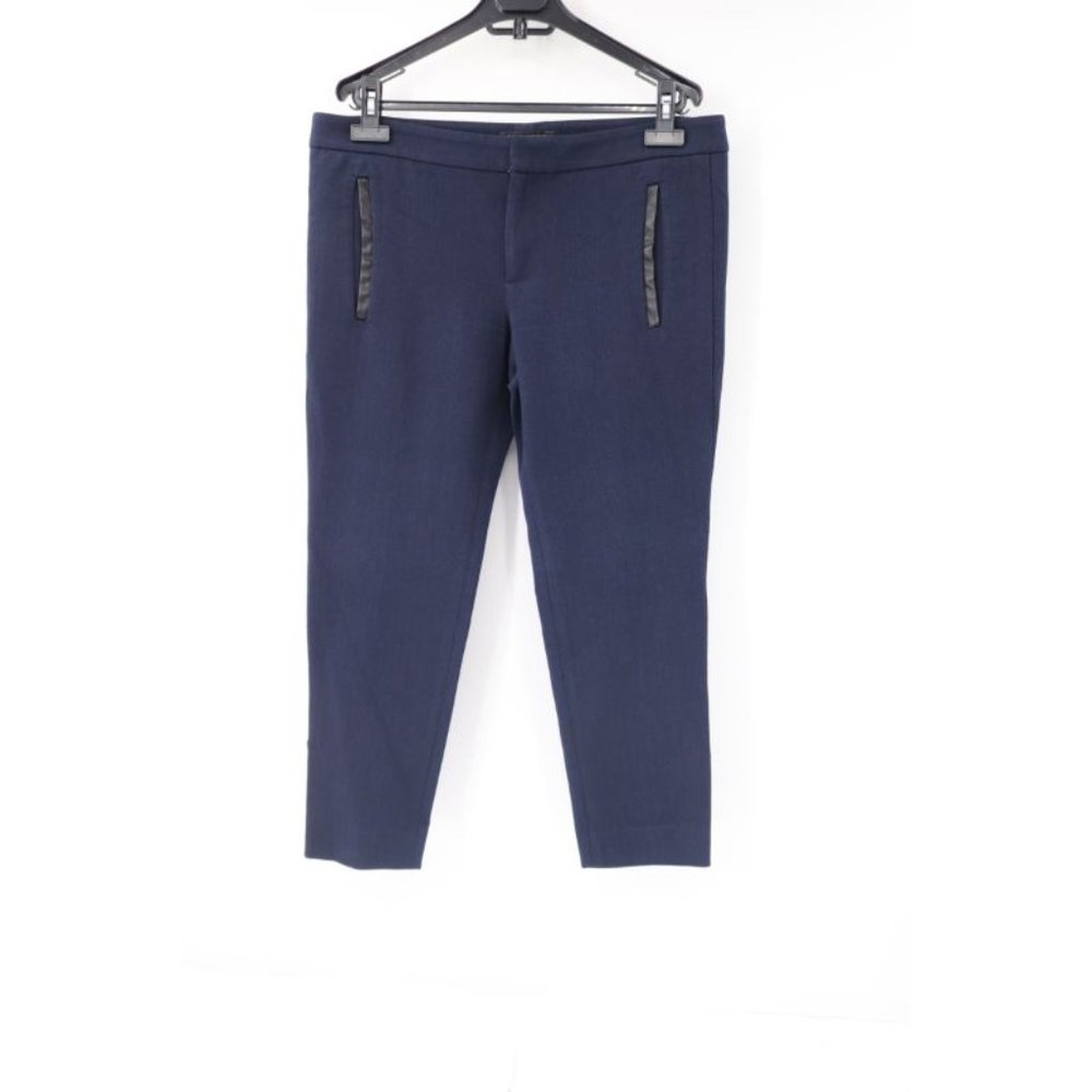 Banana Republic Pants Women 10S Sloan Slim Ankle Navy Herringbone Leather Trim
